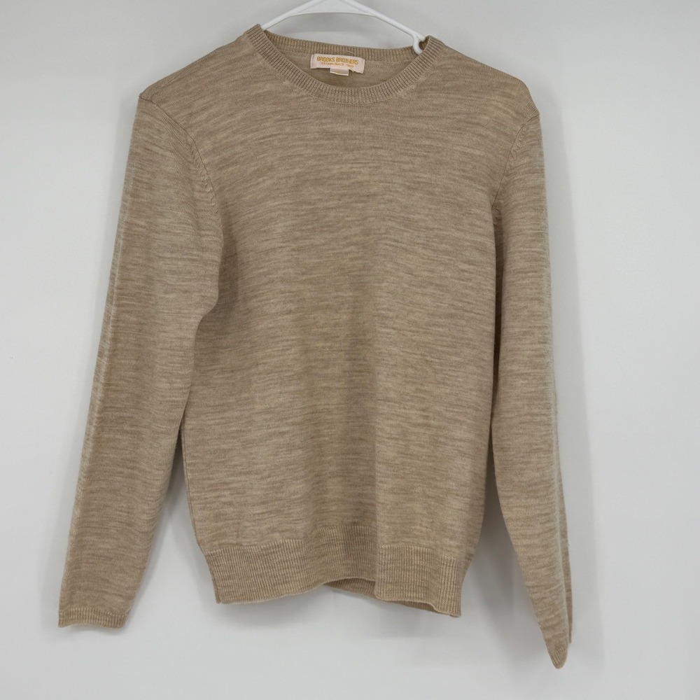 Brooks Brothers Mens Small Tan 100% Merino Wool Crewneck Sweater Hong Kong